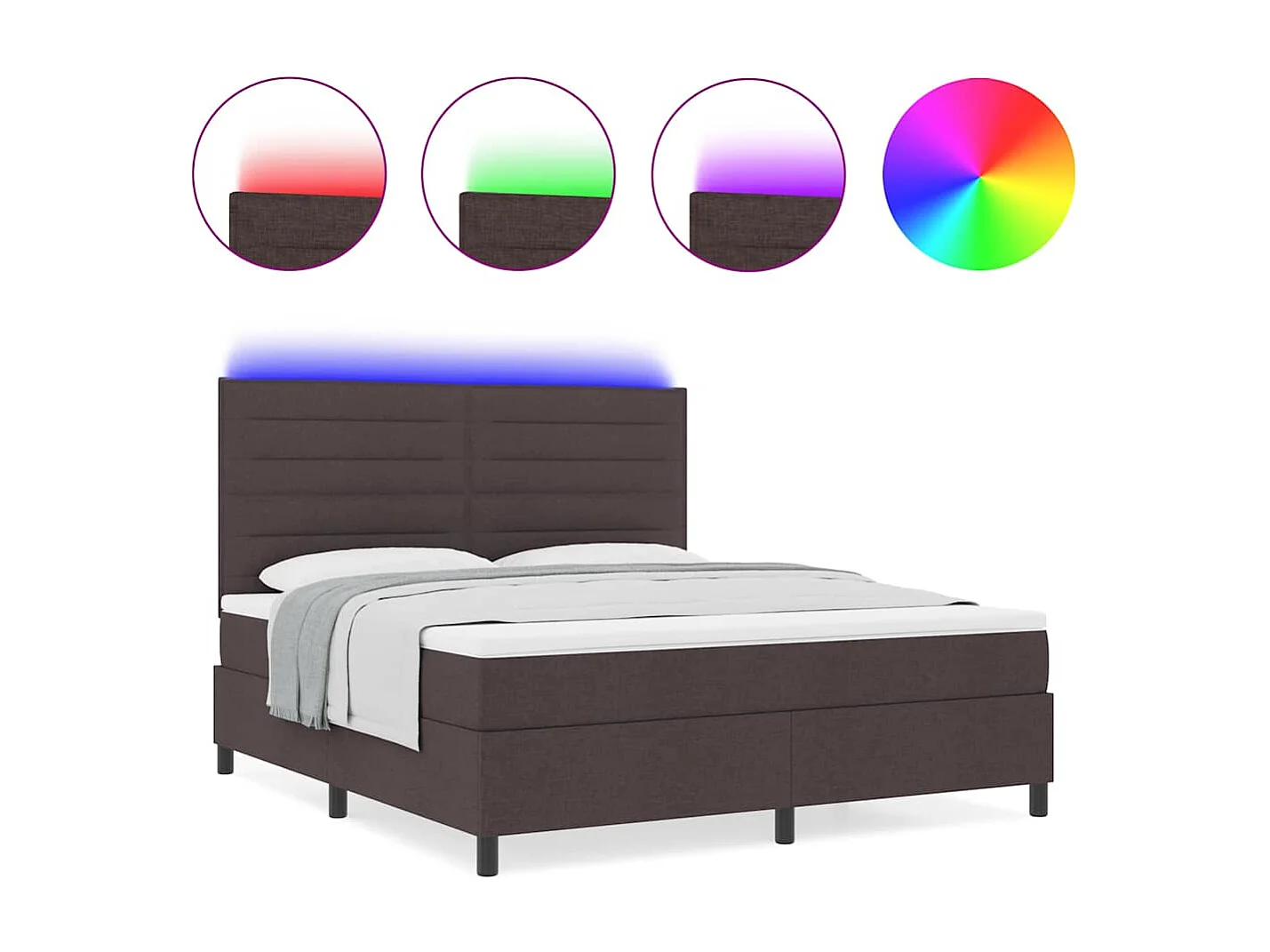 Cama tipo Box Spring Marrón oscuro 140 x 200 cm tela