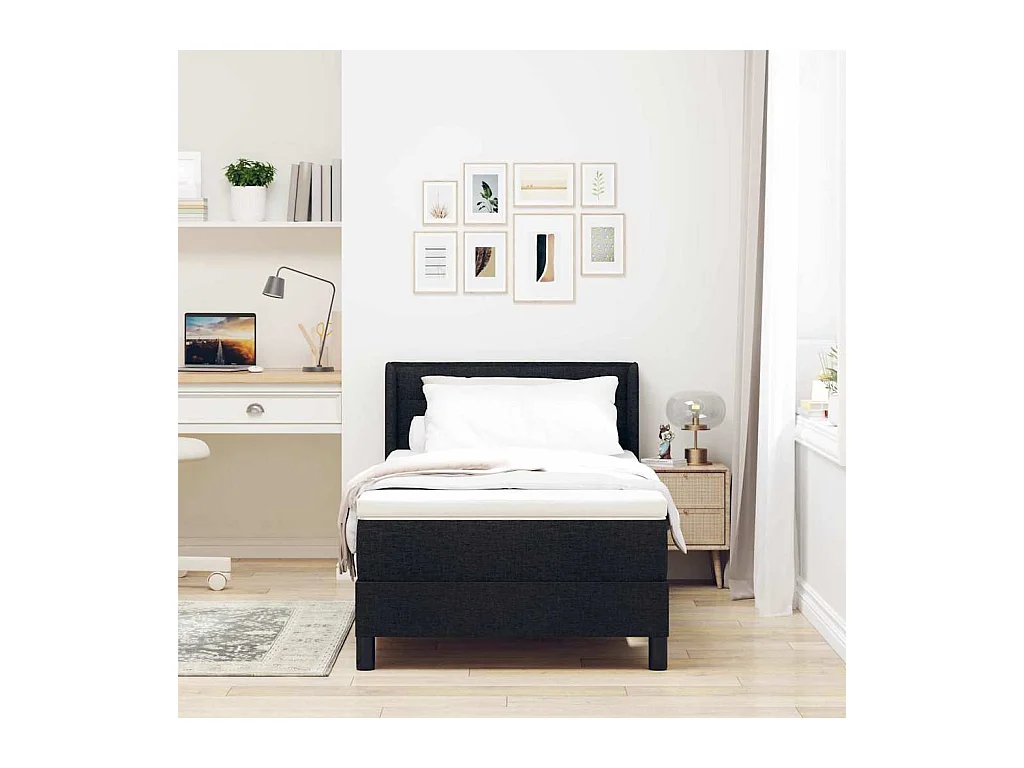 Cama box spring con colchón con colchón Negro 90 x 200 cm