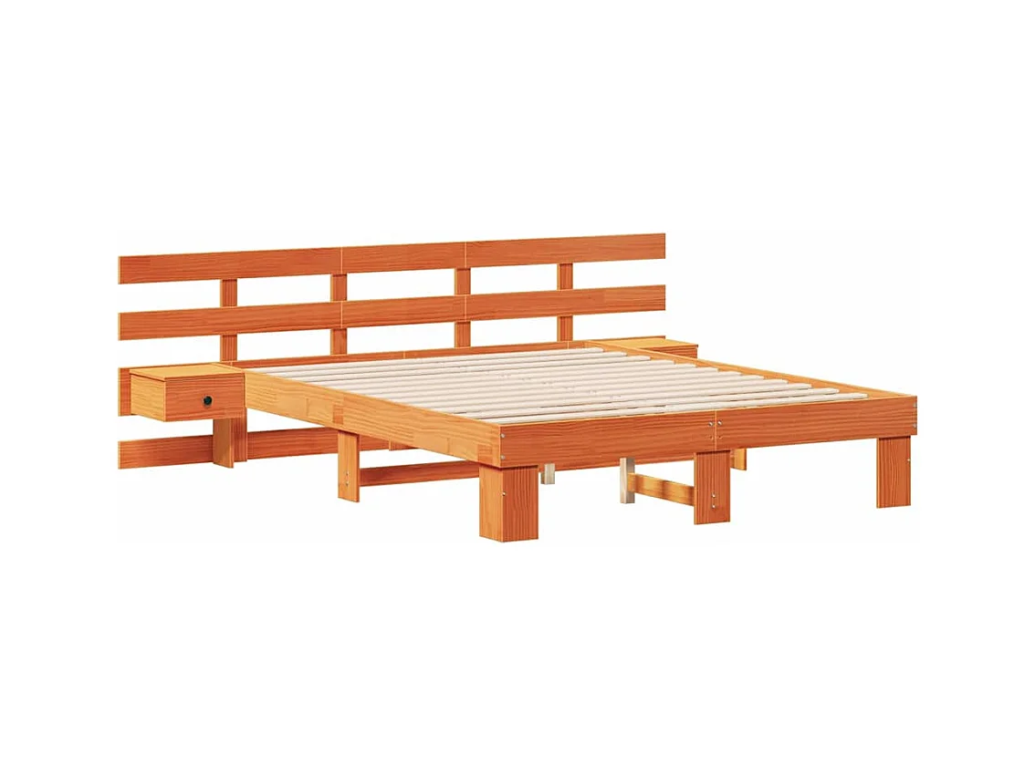 Cadre de lit Marron 160 x 200 cm Pin massif et pin massif