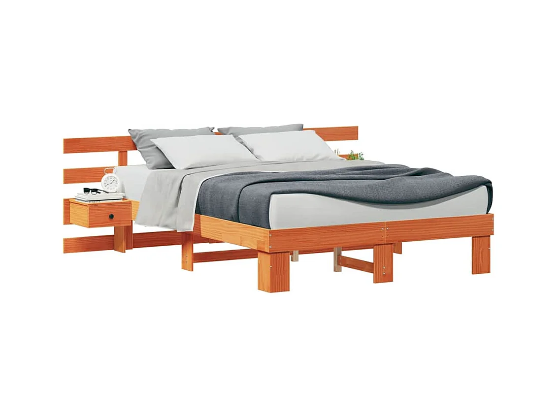 Cadre de lit Marron 160 x 200 cm Pin massif et pin massif