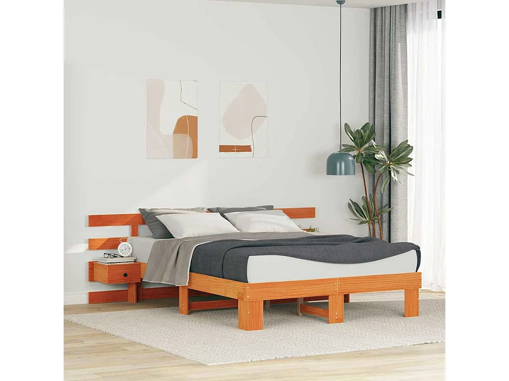 Cadre de lit Marron 160 x 200 cm Pin massif et pin massif