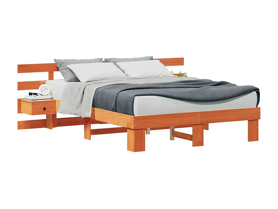 Cadre de lit Marron 160 x 200 cm Pin massif et pin massif