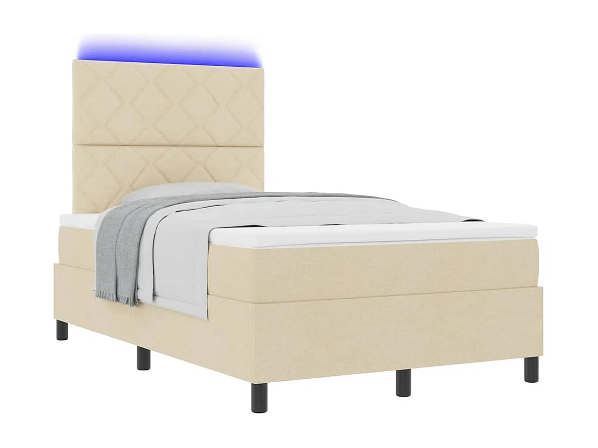 Cadre de lit avec matelas Crème 120 x 200 cm tissu