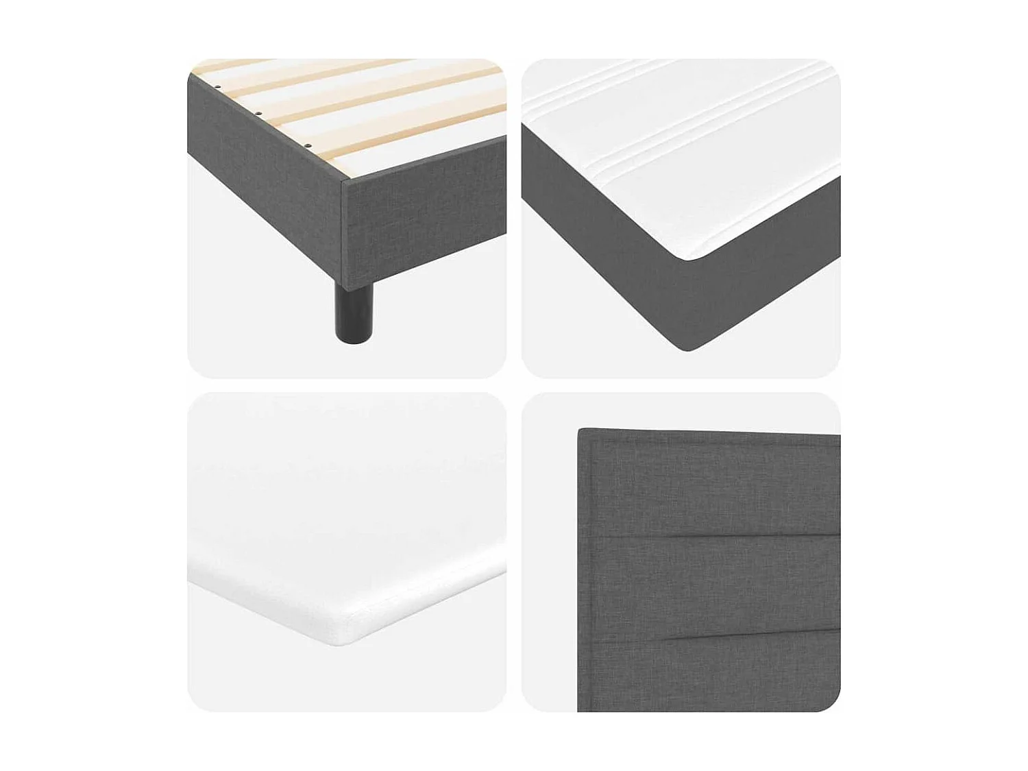 Cama box spring con colchón Gris oscuro 80 x 200 cm tela