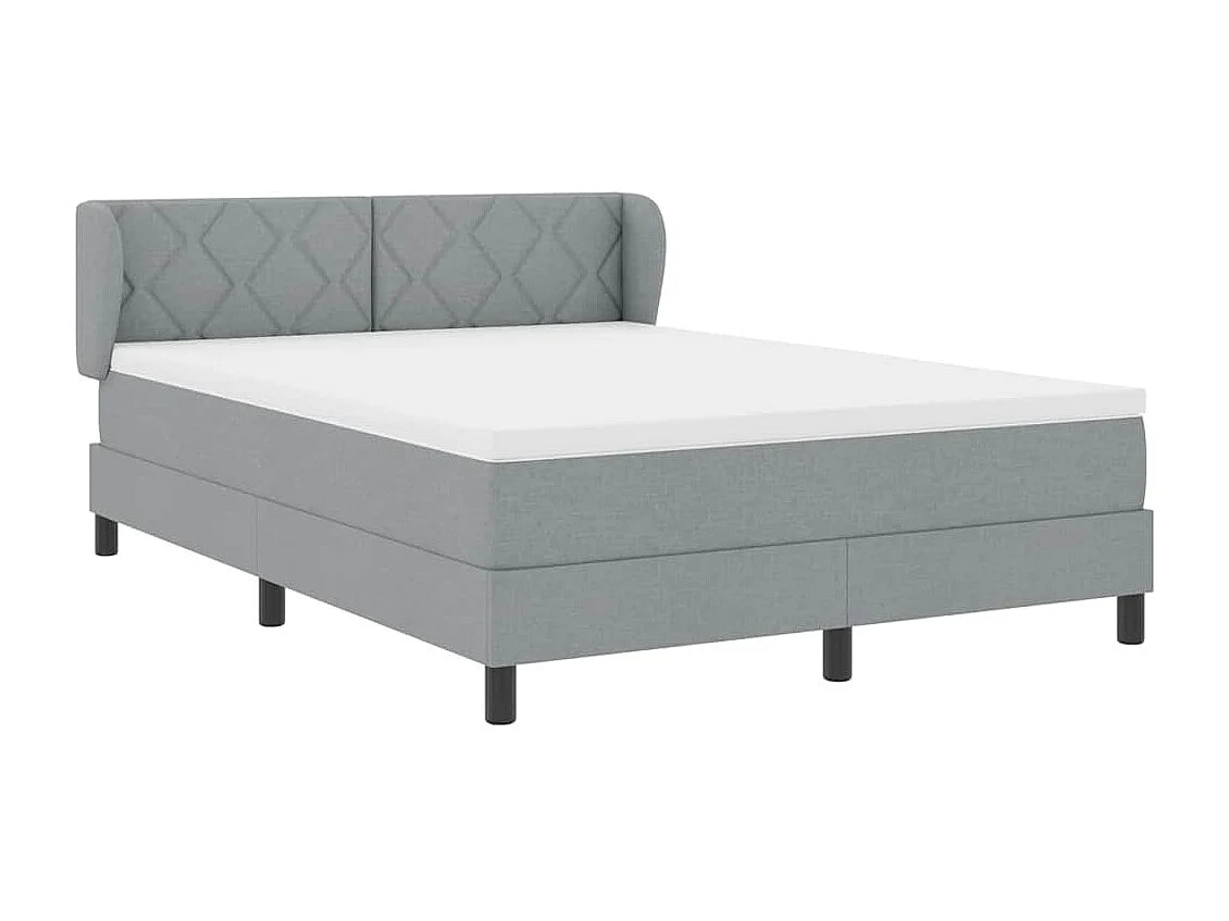 Cadre de lit avec matelas Gris clair 140 x 200 cm tissu