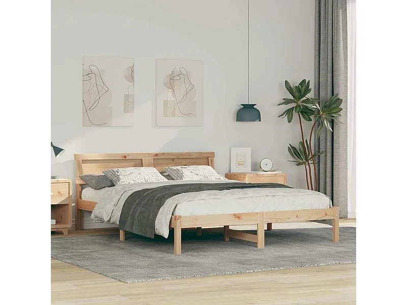 Estructura de cama Marrón 160 x 200 cm Madera maciza de pino