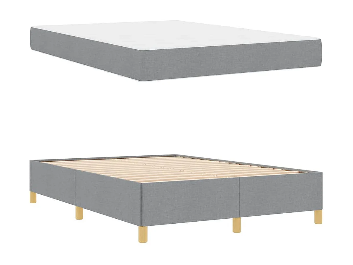 Cadre de lit Gris clair, blanc et gris clair 140 x 190 cm