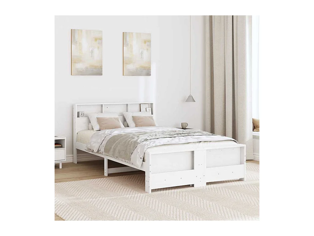 Cadre de lit Blanc 120 x 200 cm Bois massif en pin