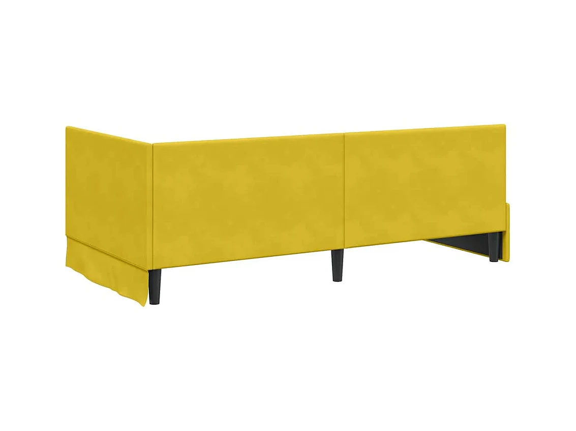 Cadre de lit d'angle Jaune 100 x 200 cm Velours