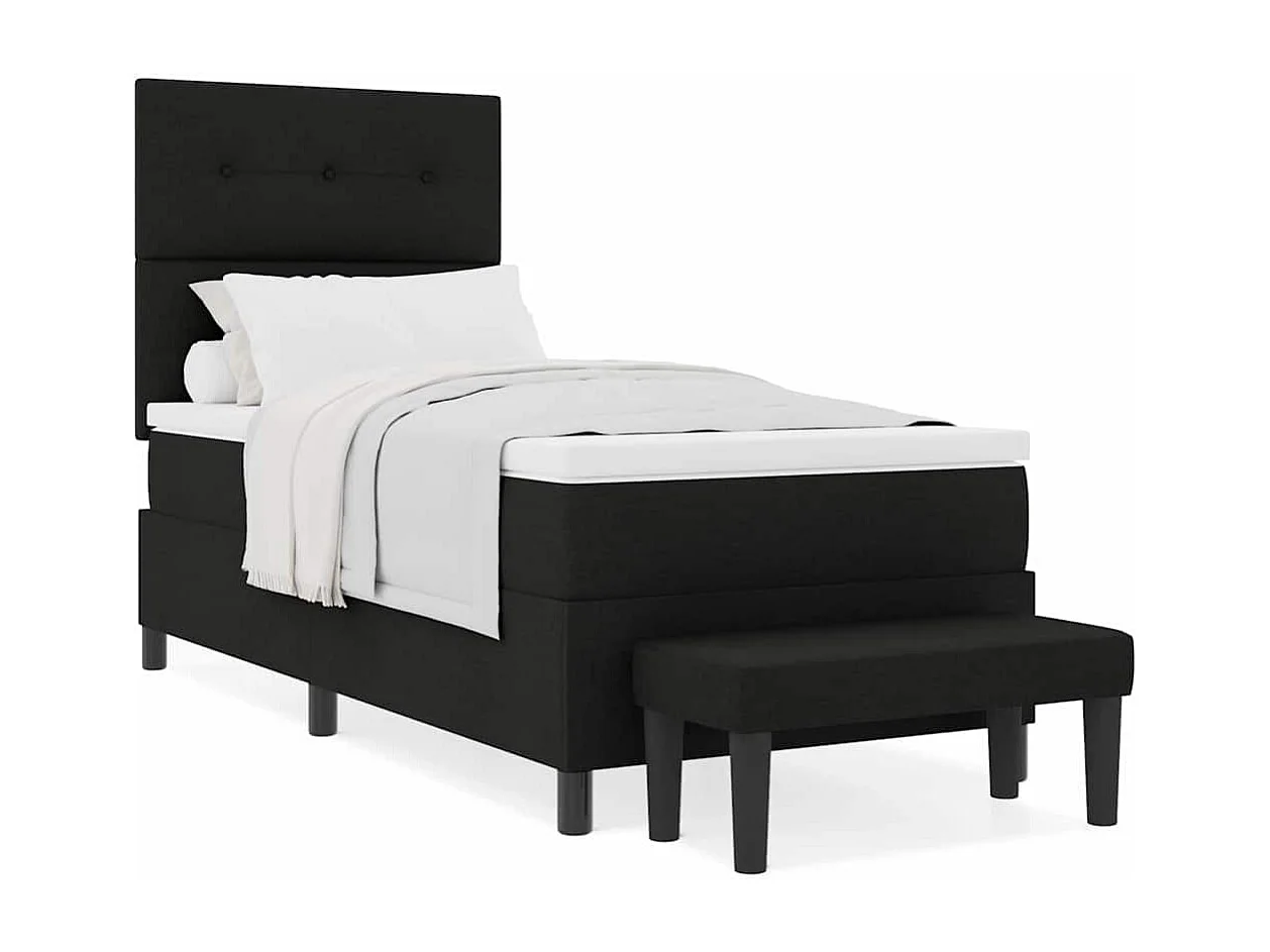 Cama tipo Box Spring con colchón Negro 90 x 190 cm tela