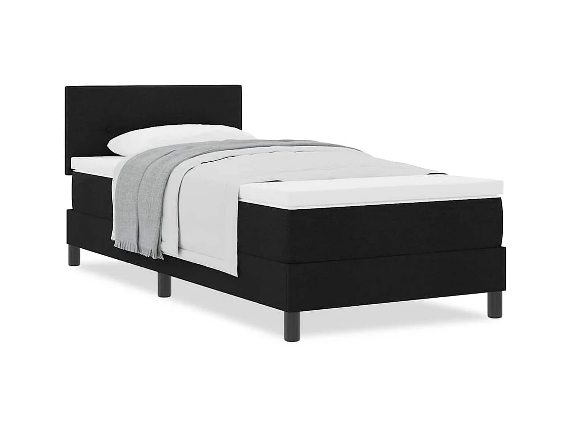 Cadre de lit avec matelas avec matelas Noir 80 x 200 cm tissu