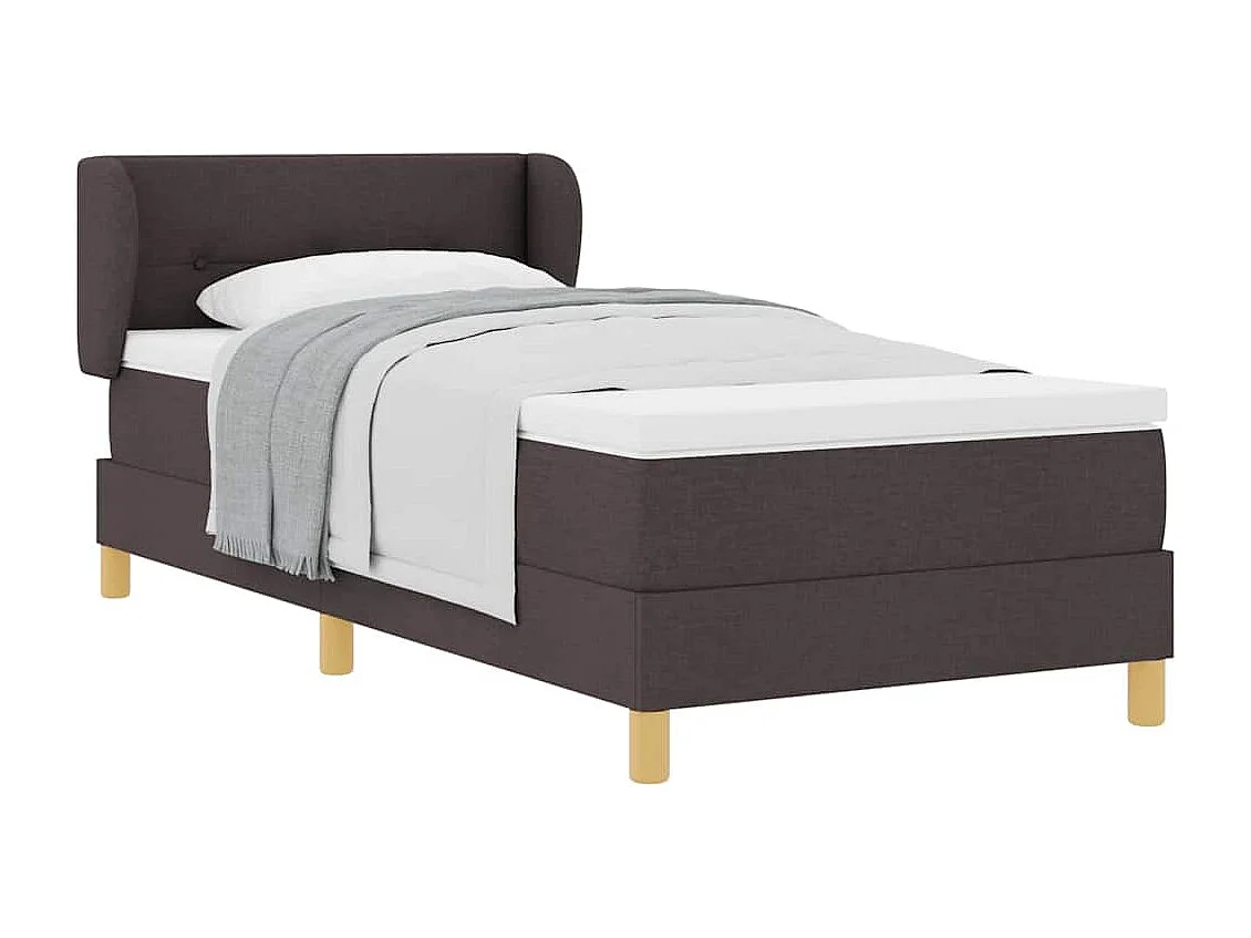 Cama con somier y colchón Crema 90x200 cm Fabric Marrón oscuro