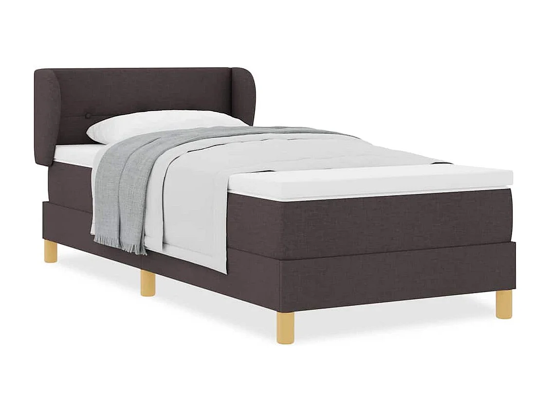 Cama con somier y colchón Crema 90x200 cm Fabric Marrón oscuro