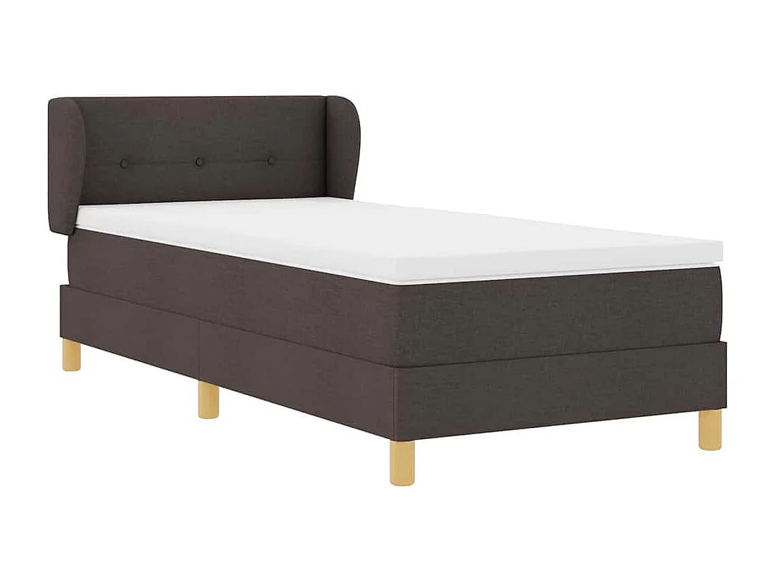Cama con somier y colchón Crema 90x200 cm Fabric Marrón oscuro