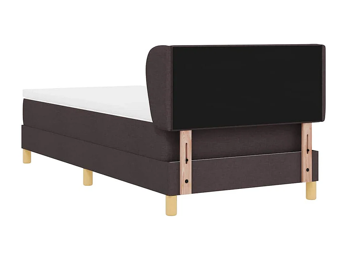 Cama con somier y colchón Crema 90x200 cm Fabric Marrón oscuro