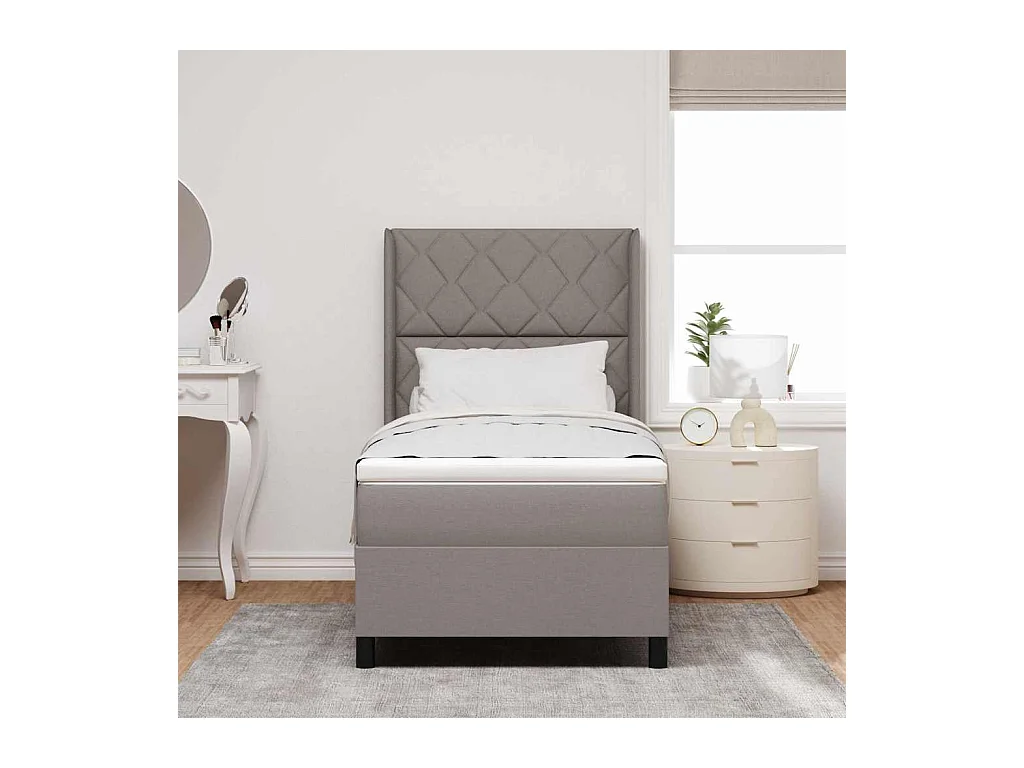 Boxspring bed met matras met hoofdeinde Taupe 90 x 200 cm Stof
