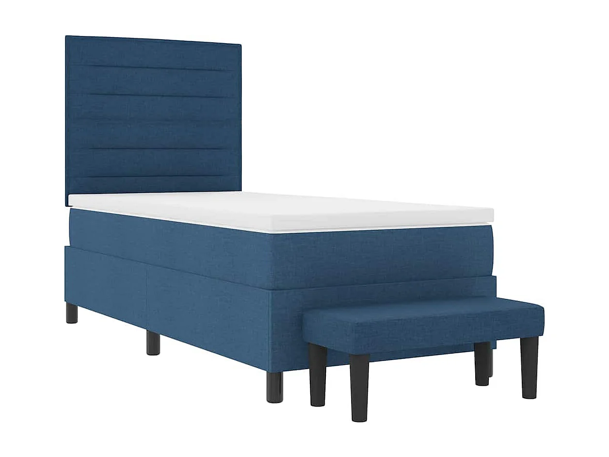 Cama tipo Box Spring con colchón Azul 90 x 200 cm tela