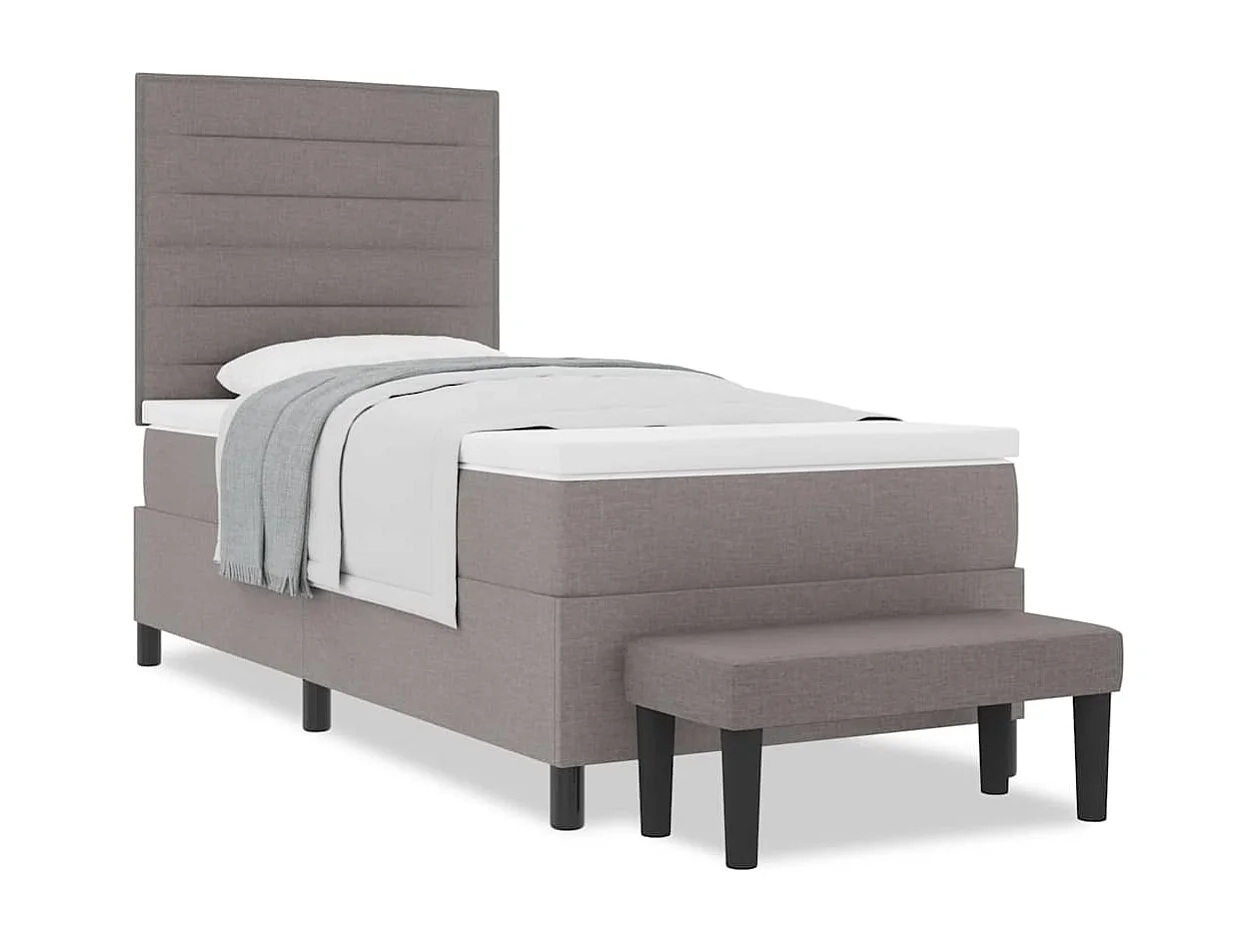 Cama tipo Box Spring con colchón Taupé 100 x 200 cm tela
