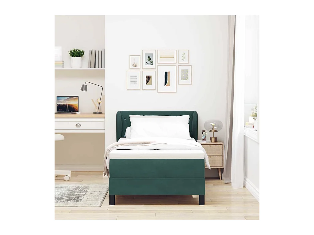 Cadre de lit avec matelas gris foncé 80x200 cm en velours