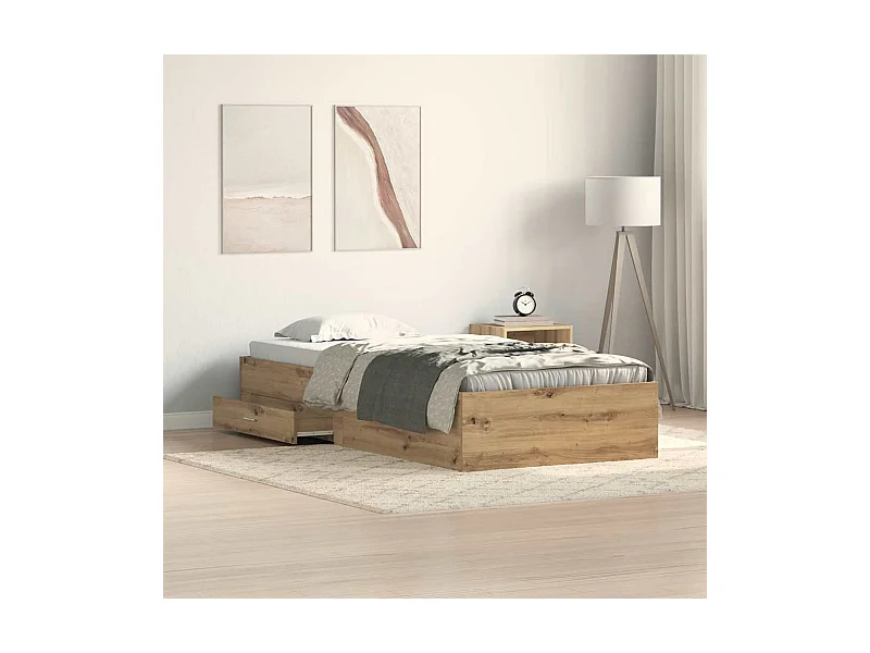 Estrutura de Cama com Gavetas carvalho artisiano 90 x 200 cm