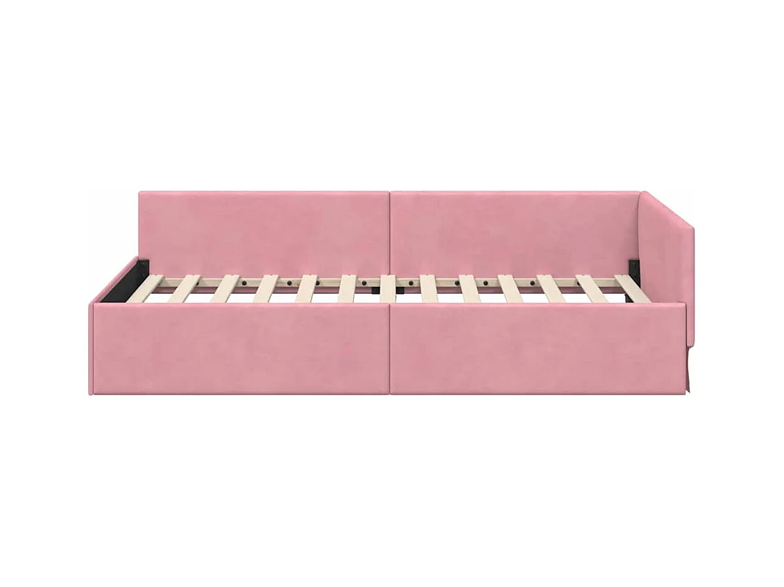 Cadre de lit d'angle Autre avec tête de lit Rose 100 x 200 cm