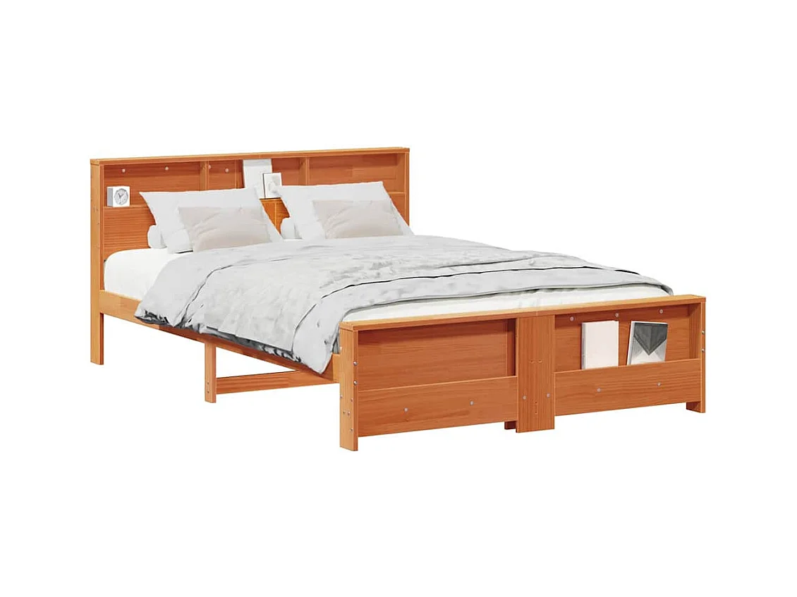 Cadre de lit Marron cire 140 x 200 cm Bois massif en pin