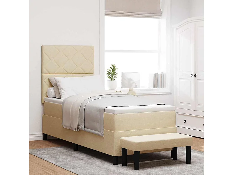 Cadre de lit avec matelas Crème 80 x 200 cm tissu
