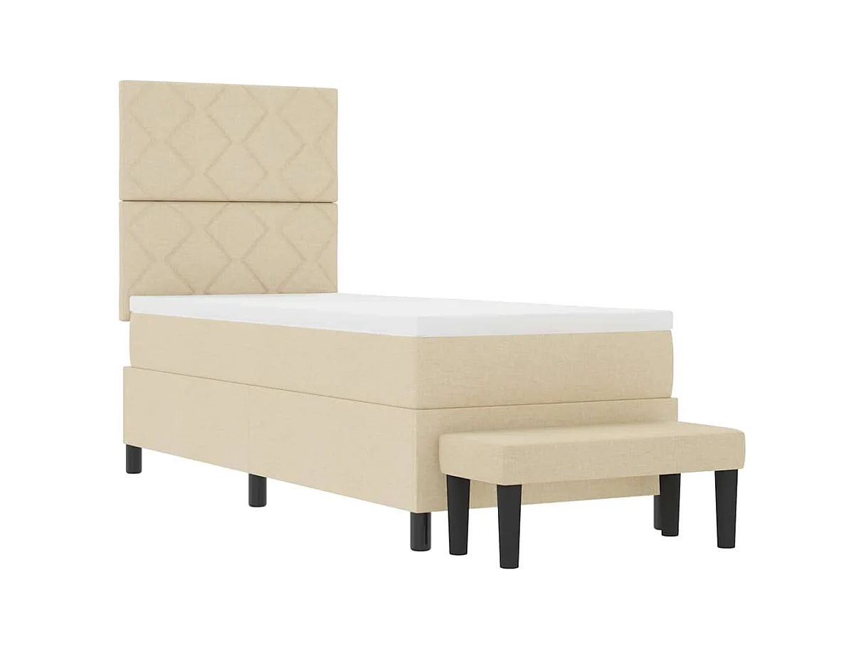 Cama tipo Box Spring con colchón Crema 80 x 200 cm tela