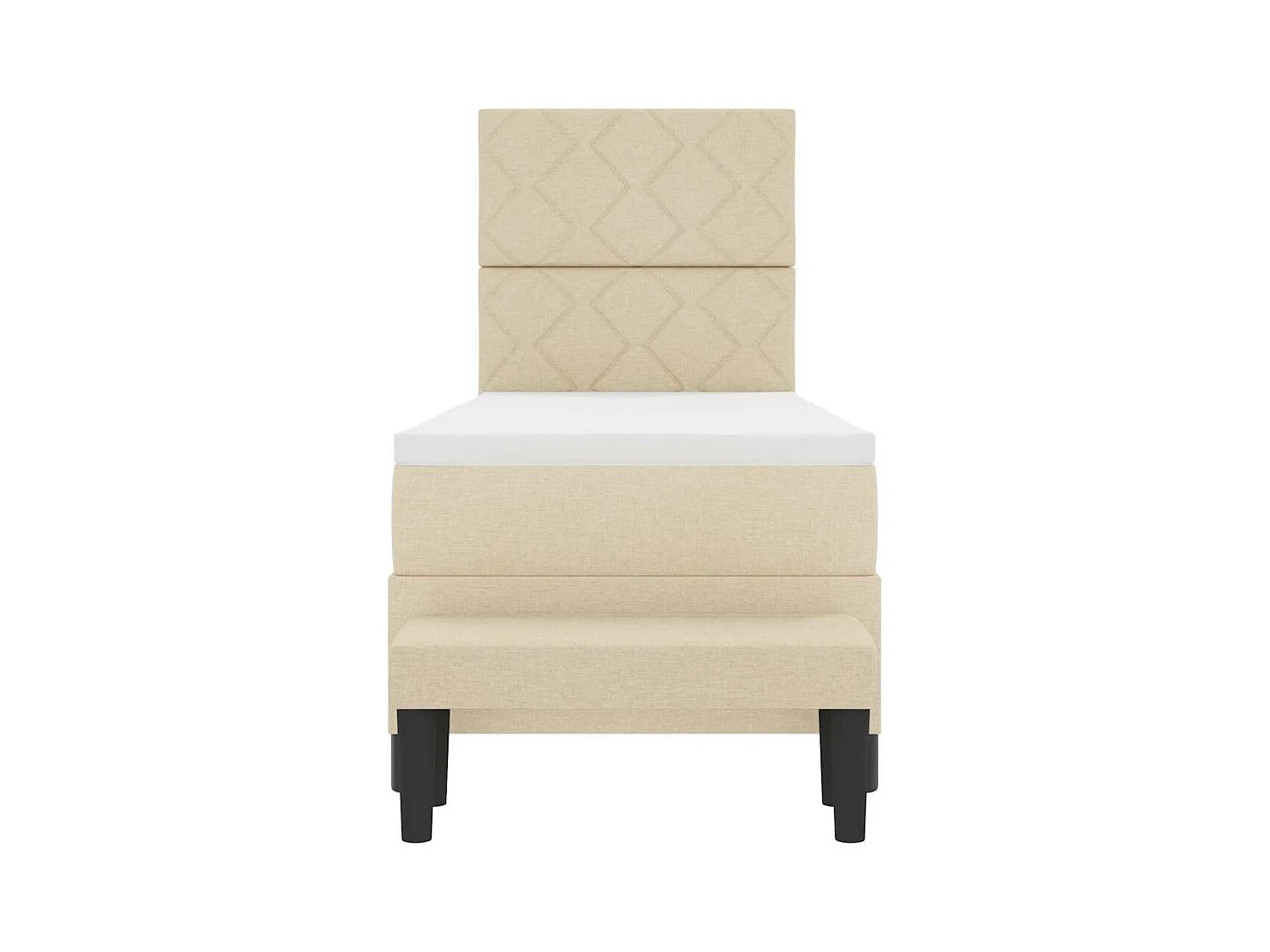 Cama tipo Box Spring con colchón Crema 80 x 200 cm tela