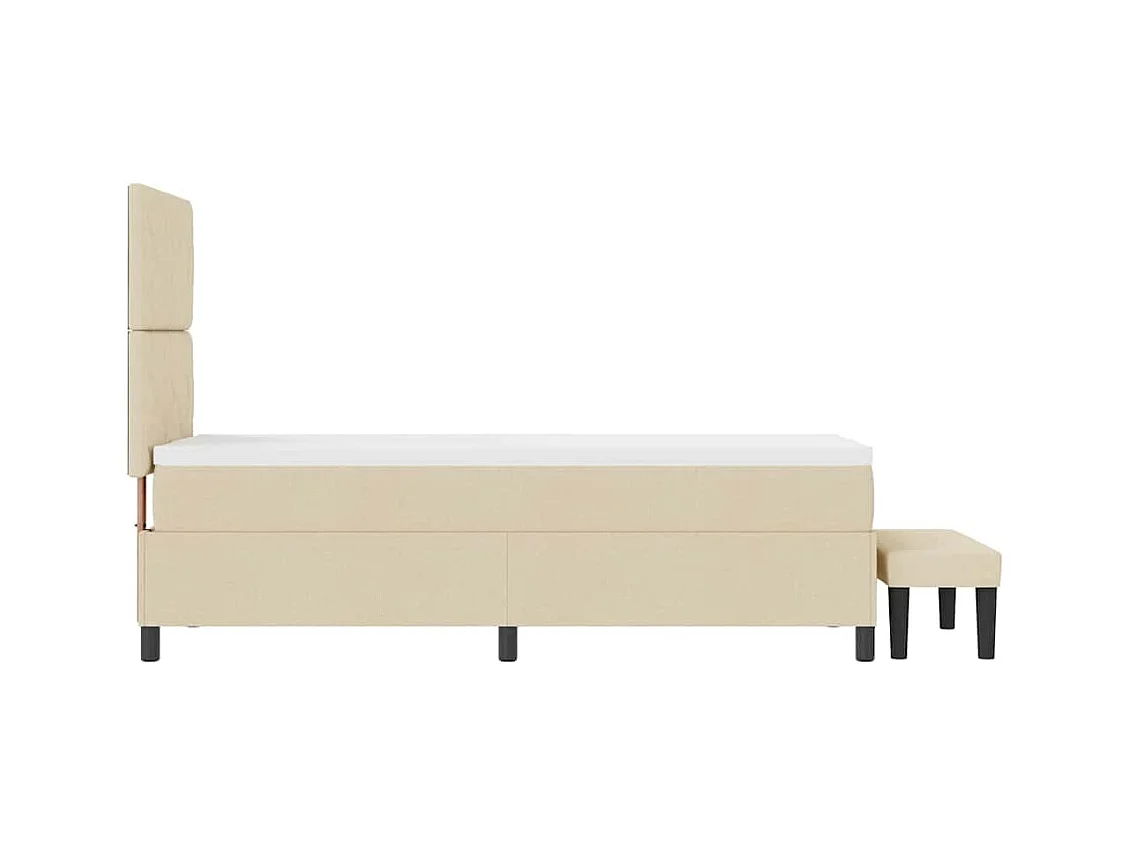 Cama tipo Box Spring con colchón Crema 80 x 200 cm tela