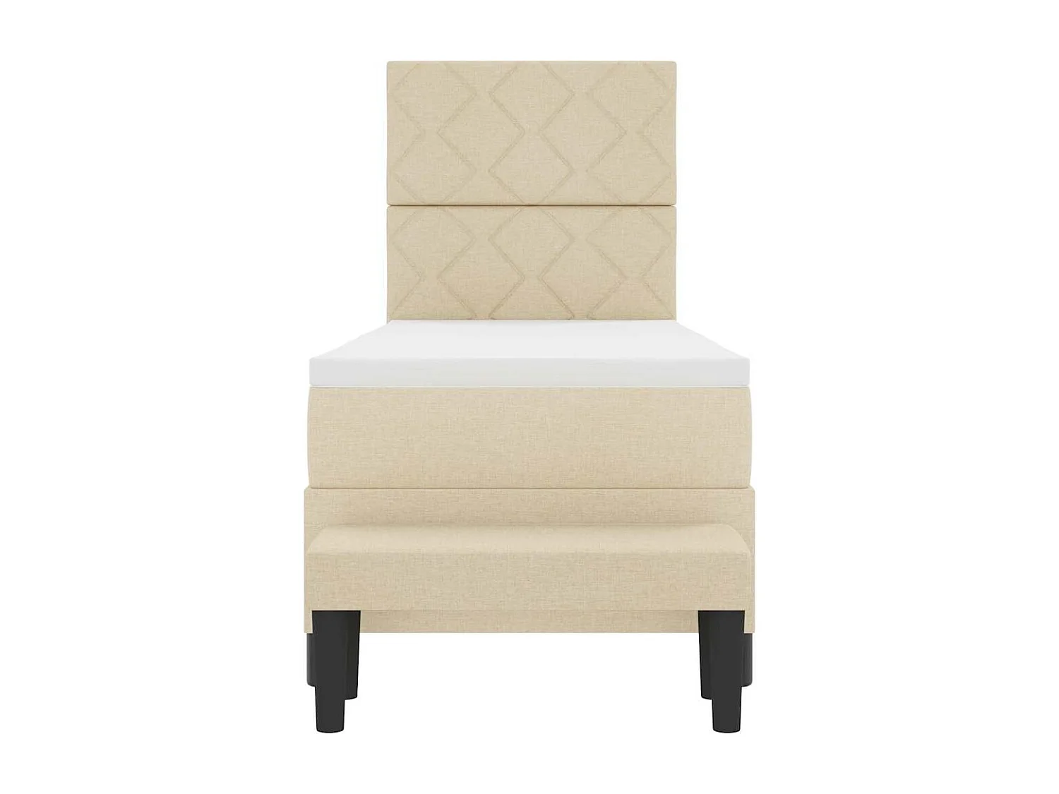 Cama Box com colchão com cabeceira Creme 80 x 200 cm tecido