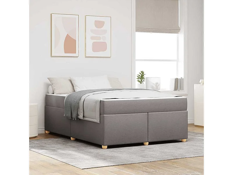 Cadre de lit avec matelas Taupe 160 x 200 cm tissu