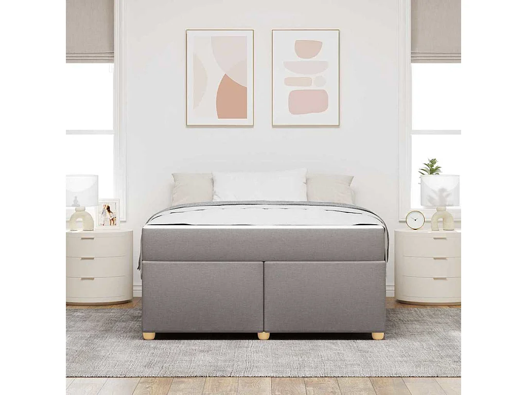 Cadre de lit avec matelas Taupe 160 x 200 cm tissu