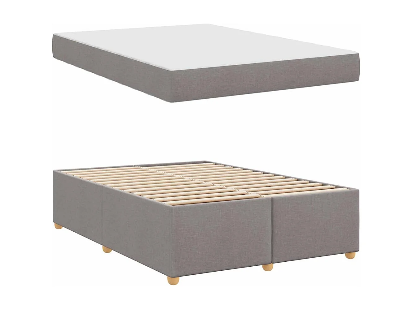 Cadre de lit avec matelas Taupe 160 x 200 cm tissu