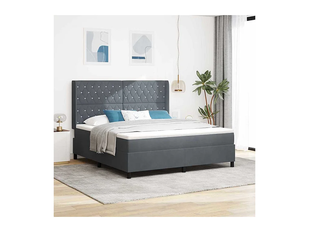 LED boxspring bed met matras Donkergrijs 180 x 200 cm Fluweel