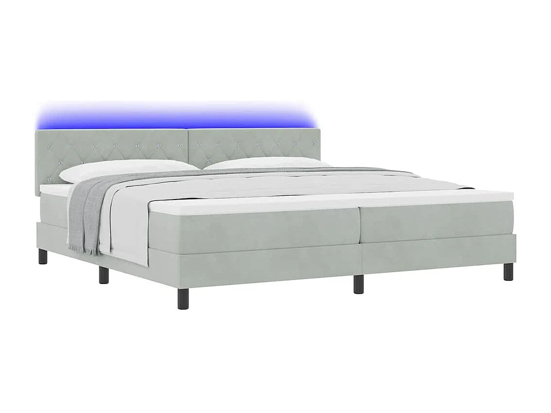 Boxspring bed met matras Lichtgrijs 200 x 200 cm Fluweel