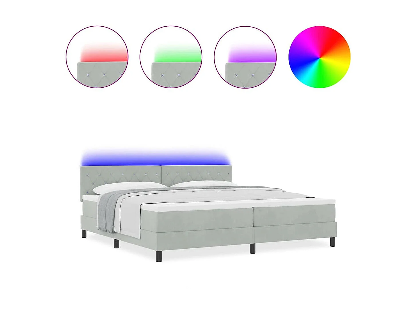 Boxspring bed met matras Lichtgrijs 200 x 200 cm Fluweel