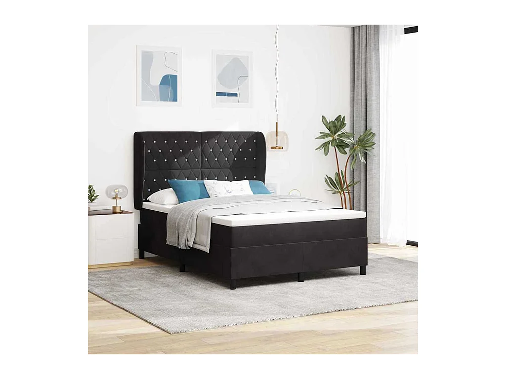 Boxspring bed met matras Zwart 140 x 190 cm Fluweel