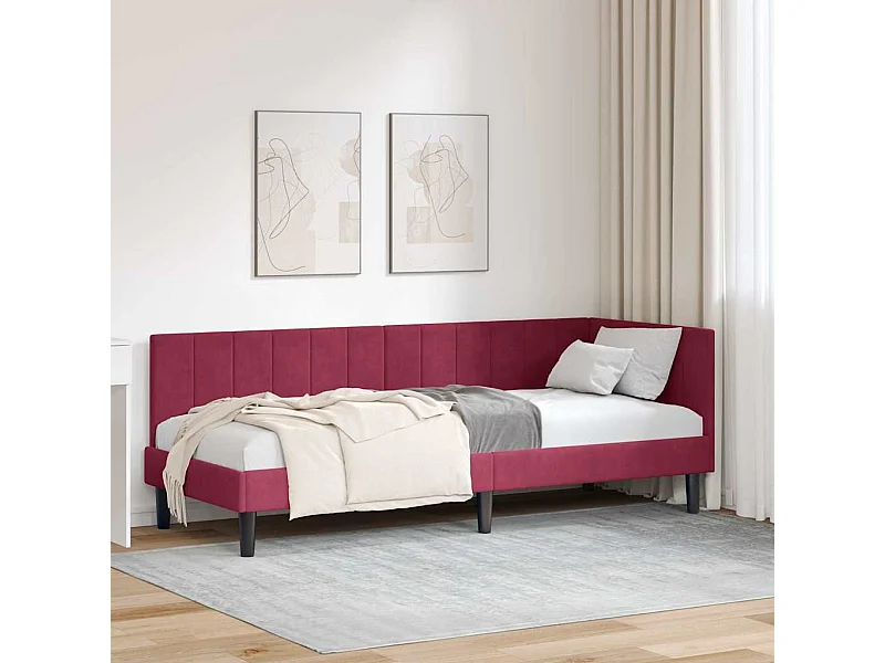 Estrutura de Cama de Canto vermelho tinto 80 x 200 cm Veludo