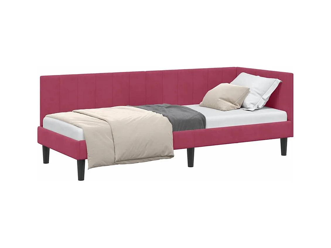 Cadre de lit d'angle Rouge bordeaux 80 x 200 cm Velours