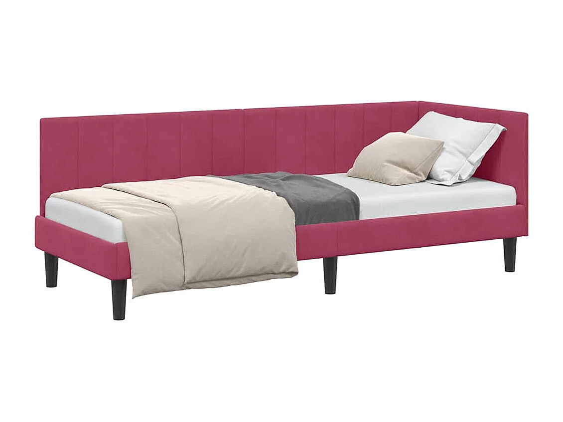 Cadre de lit d'angle Rouge bordeaux 80 x 200 cm Velours