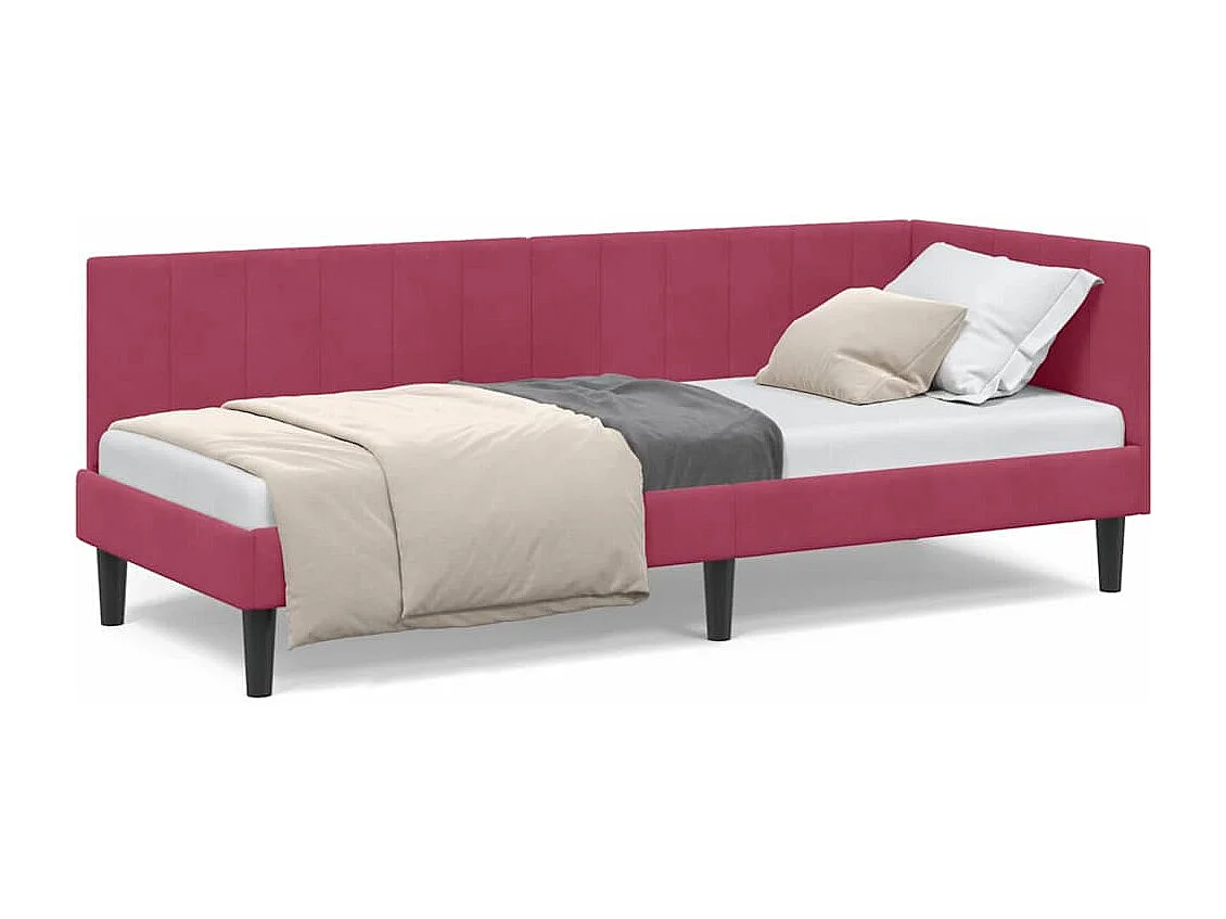 Cadre de lit d'angle Rouge bordeaux 80 x 200 cm Velours