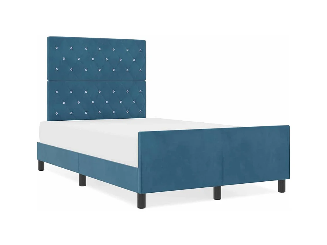 Cadre de lit avec tête de lit Bleu foncé 120 x 200 cm Velours