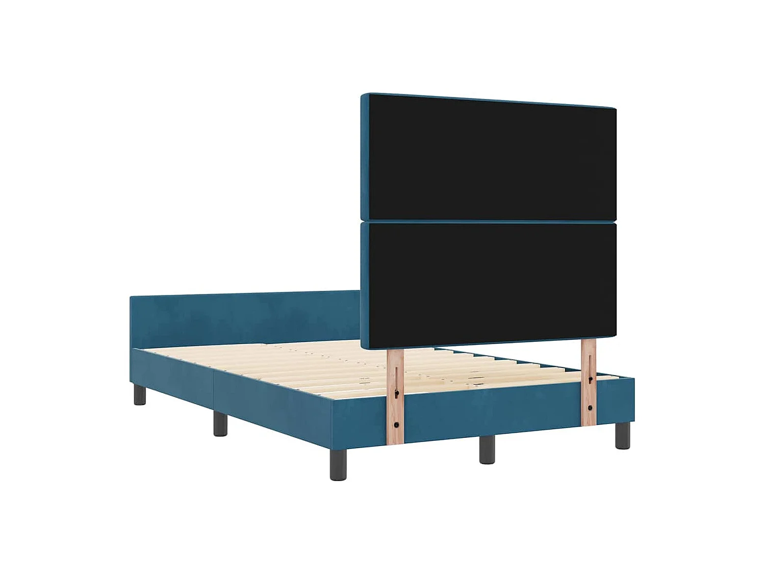 Estrutura da Cama com cabeceira Azul escuro 120 x 200 cm Veludo