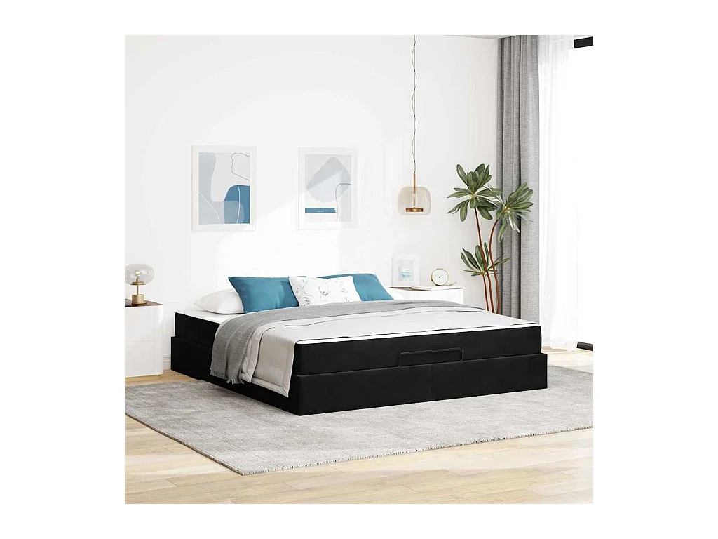 Cadre de lit Noir 180 x 200 cm Velours