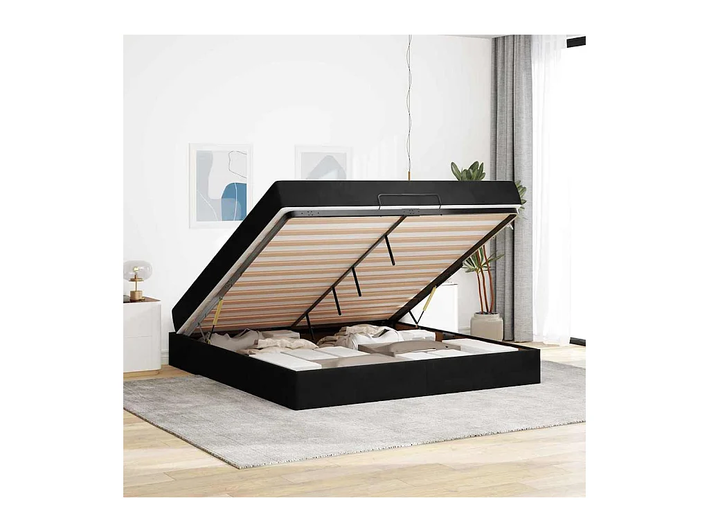 Cadre de lit Noir 180 x 200 cm Velours