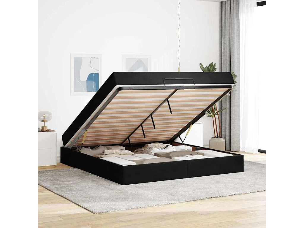 Cadre de lit Noir 180 x 200 cm Velours