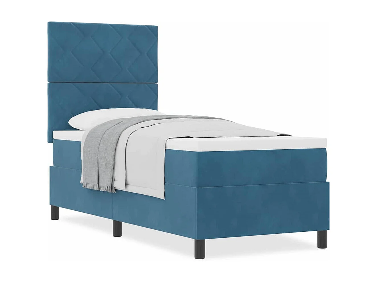 Cadre de lit avec matelas Bleu foncé 80 x 200 cm Velours