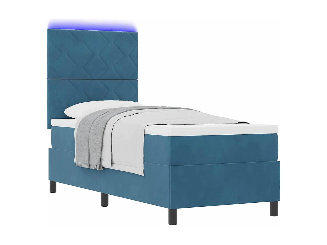 Cama Box com colchão Azul escuro 80 x 200 cm Veludo