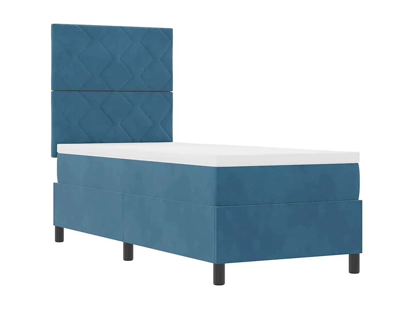 Cama Box com colchão Azul escuro 80 x 200 cm Veludo